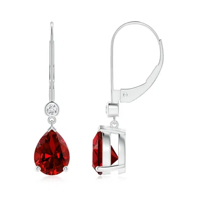 ANGARA LAB-GROWN PEAR-SHAPED RUBY LEVERBACK DROP EARRINGS WITH LAB DIAMOND