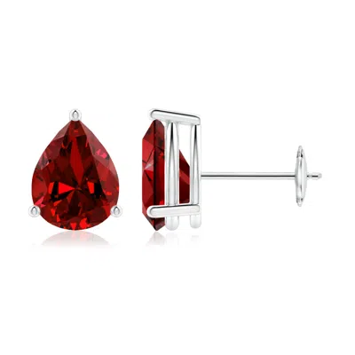 ANGARA LAB-GROWN PEAR-SHAPED RUBY STUD EARRINGS