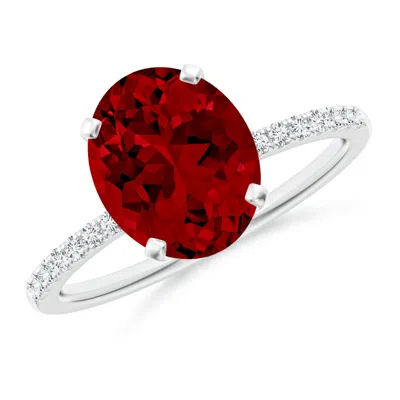 ANGARA LAB-GROWN PEG HEAD OVAL RUBY CLASSIC ENGAGEMENT RING
