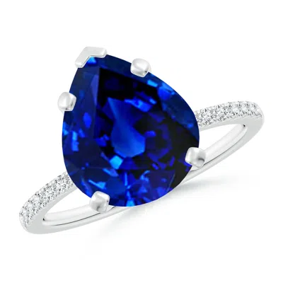 ANGARA LAB-GROWN PEG HEAD PEAR BLUE SAPPHIRE CLASSIC ENGAGEMENT RING