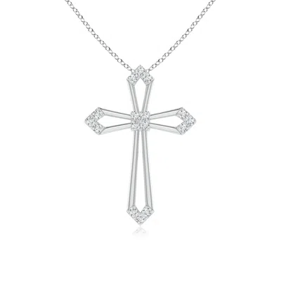 ANGARA LAB-GROWN POINTED OPEN CROSS PENDANT WITH DIAMOND ACCENTS