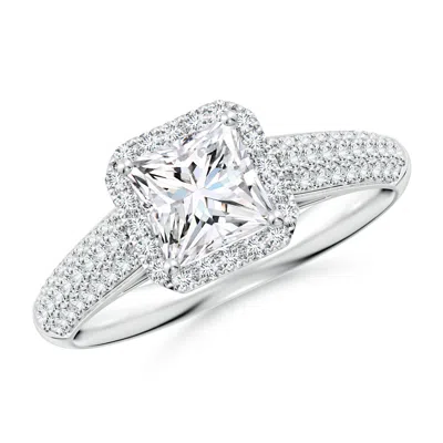 ANGARA LAB-GROWN PRINCESS-CUT DIAMOND HALO ENGAGEMENT RING WITH PAVE-SET ACCENTS