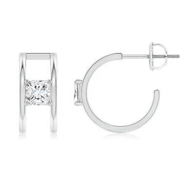 ANGARA LAB-GROWN PRINCESS DIAMOND SOLITAIRE PARALLEL HUGGIE HOOP EARRINGS
