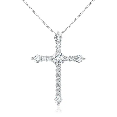 ANGARA LAB-GROWN PRONG-SET DIAMOND BUDDED CROSS PENDANT