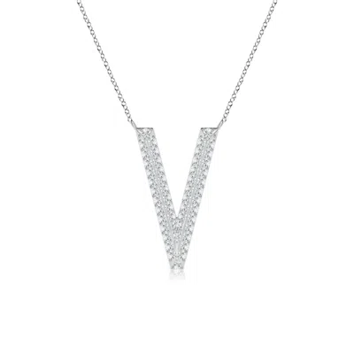 ANGARA LAB-GROWN PRONG-SET DIAMOND CAPITAL "V" KNIFE-EDGE INITIAL PENDANT