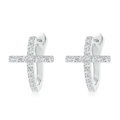 ANGARA LAB-GROWN PRONG-SET DIAMOND CROSS HOOP EARRINGS