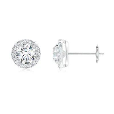 ANGARA LAB-GROWN PRONG-SET DIAMOND HALO STUD EARRINGS
