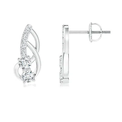 ANGARA LAB-GROWN PRONG-SET DOUBLE DIAMOND LOOP EARRINGS
