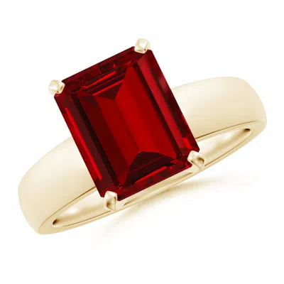 ANGARA LAB-GROWN PRONG-SET EMERALD-CUT RUBY SOLITAIRE ENGAGEMENT RING