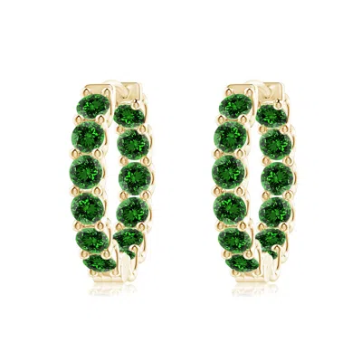 ANGARA LAB-GROWN PRONG-SET EMERALD INSIDE OUT HOOP EARRINGS