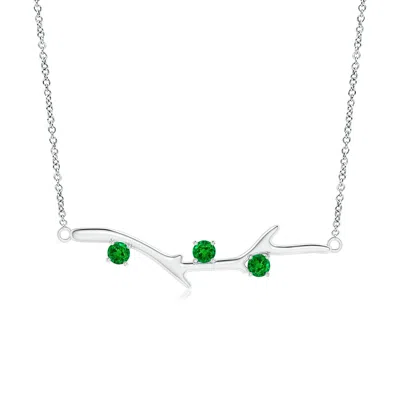 ANGARA LAB-GROWN PRONG-SET EMERALD TREE BRANCH NECKLACE