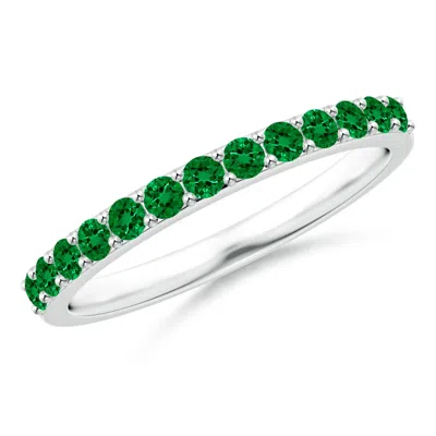 ANGARA LAB-GROWN PRONG SET HALF ETERNITY ROUND EMERALD WEDDING RING