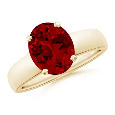 ANGARA LAB-GROWN PRONG-SET OVAL RUBY SOLITAIRE ENGAGEMENT RING