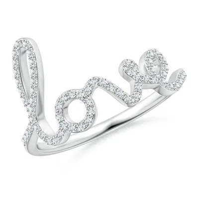 ANGARA LAB-GROWN PRONG SET ROUND DIAMOND CURSIVE "LOVE" RING