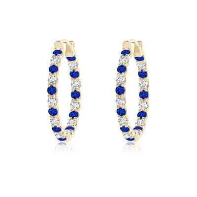 ANGARA LAB-GROWN PRONG-SET SAPPHIRE AND LAB DIAMOND INSIDE OUT HOOP EARRINGS
