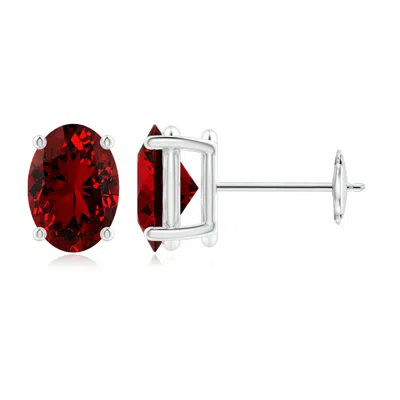 ANGARA LAB-GROWN PRONG-SET SOLITAIRE OVAL RUBY STUD EARRINGS