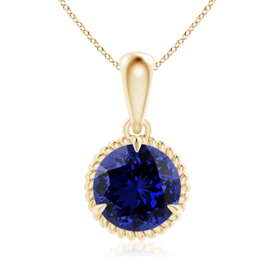 ANGARA LAB-GROWN ROPE-FRAMED CLAW-SET BLUE SAPPHIRE SOLITAIRE PENDANT