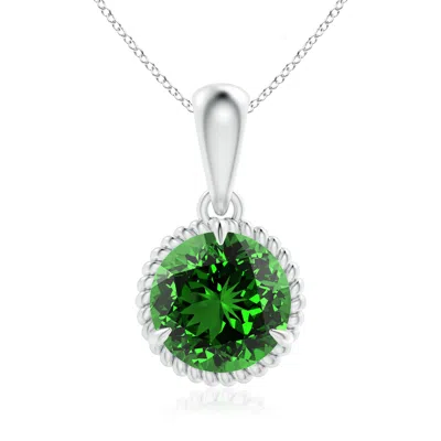 ANGARA LAB-GROWN ROPE-FRAMED CLAW-SET EMERALD SOLITAIRE PENDANT