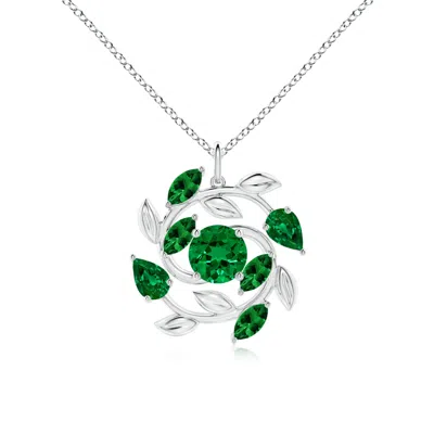ANGARA LAB-GROWN ROUND AND MARQUISE EMERALD OLIVE BRANCH PENDANT