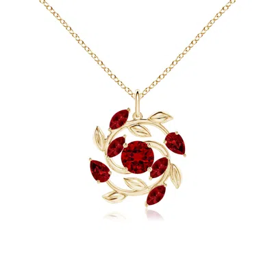 ANGARA LAB-GROWN ROUND AND MARQUISE RUBY OLIVE BRANCH PENDANT