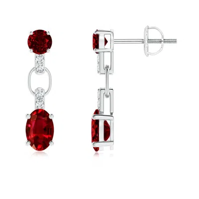 ANGARA LAB-GROWN ROUND AND OVAL RUBY DANGLE EARRINGS WITH DIAMOND ACCENTS