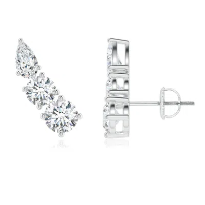 ANGARA LAB-GROWN ROUND AND PEAR DIAMOND THREE STONE CLIMBER EARRINGS