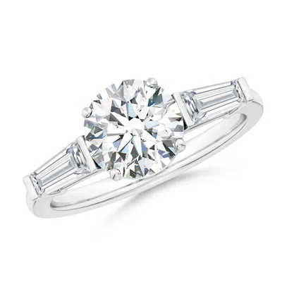 ANGARA LAB-GROWN ROUND AND TAPERED BAGUETTE DIAMOND SIDE STONE ENGAGEMENT RING