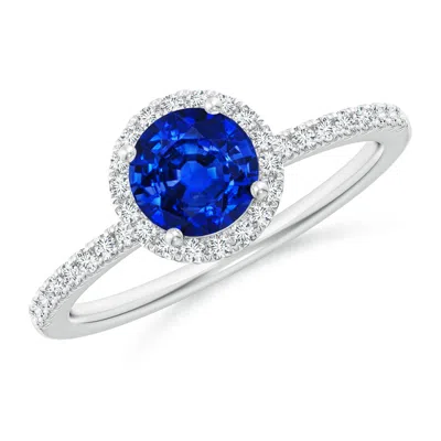 ANGARA LAB-GROWN ROUND BLUE SAPPHIRE CLASSIC HALO ENGAGEMENT RING