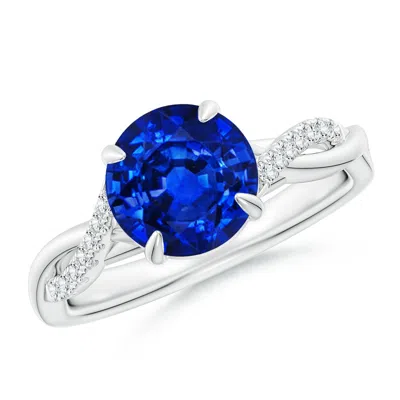 ANGARA LAB-GROWN ROUND BLUE SAPPHIRE TWISTED SHANK ENGAGEMENT RING