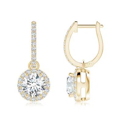 ANGARA LAB-GROWN ROUND DIAMOND DANGLE EARRINGS WITH HALO