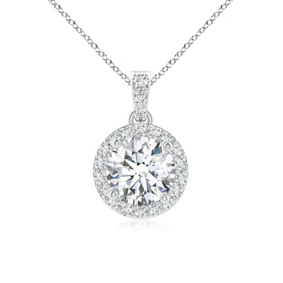 ANGARA LAB-GROWN ROUND DIAMOND DANGLE PENDANT WITH HALO
