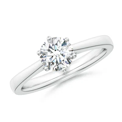 ANGARA LAB-GROWN ROUND DIAMOND REVERSE TAPERED SHANK CATHEDRAL ENGAGEMENT RING