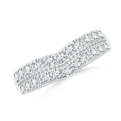 ANGARA LAB-GROWN ROUND DIAMOND TWIN ROW CHEVRON WEDDING RING