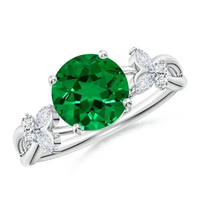 ANGARA LAB-GROWN ROUND EMERALD BUTTERFLY ENGAGEMENT RING