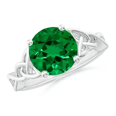 ANGARA LAB-GROWN ROUND EMERALD CELTIC KNOT ENGAGEMENT RING