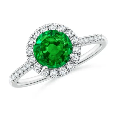 ANGARA LAB-GROWN ROUND EMERALD HALO RING WITH DIAMOND ACCENTS