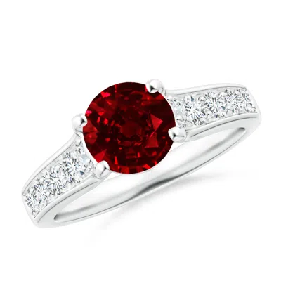ANGARA LAB-GROWN ROUND RUBY TAPERED SHANK SOLITAIRE ENGAGEMENT RING