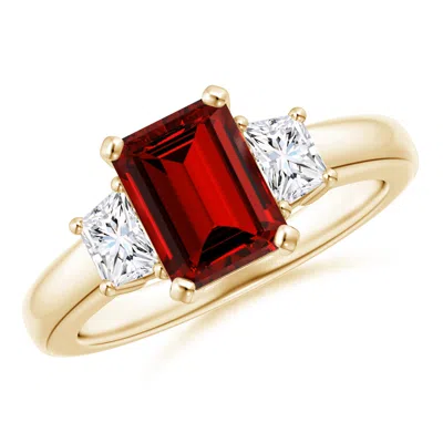 ANGARA LAB-GROWN RUBY AND LAB DIAMOND THREE STONE RING