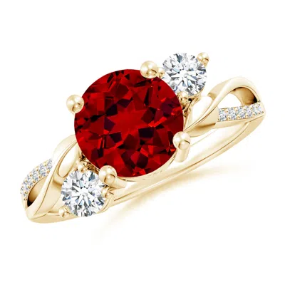 ANGARA LAB-GROWN RUBY AND LAB DIAMOND TWISTED VINE RING