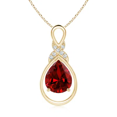 ANGARA LAB-GROWN RUBY INFINITY PENDANT WITH LAB DIAMOND 'X' MOTIF
