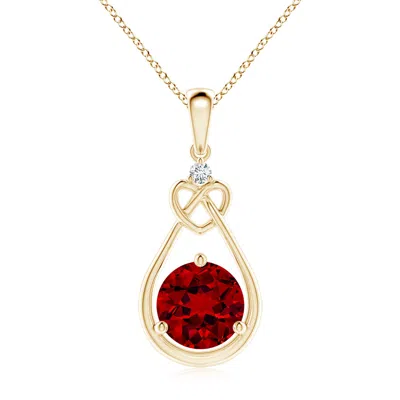 ANGARA LAB-GROWN RUBY KNOTTED HEART PENDANT WITH LAB DIAMOND