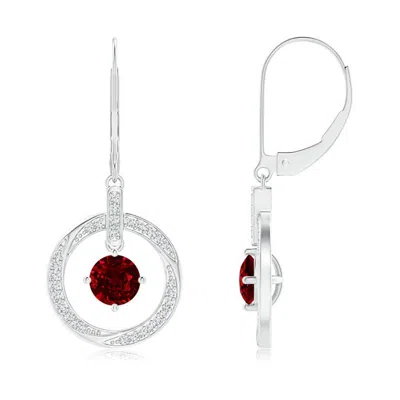 ANGARA LAB-GROWN RUBY OPEN CIRCLE DROP EARRINGS WITH DIAMOND ACCENTS