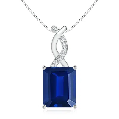 ANGARA LAB-GROWN SAPPHIRE PENDANT WITH LAB DIAMOND ENTWINED BALE