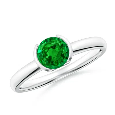 ANGARA LAB-GROWN SEMI BEZEL-SET EMERALD SOLITAIRE ENGAGEMENT RING