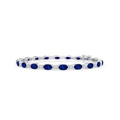 ANGARA LAB-GROWN SEMI BEZEL-SET OVAL SAPPHIRE AND DIAMOND TENNIS BRACELET