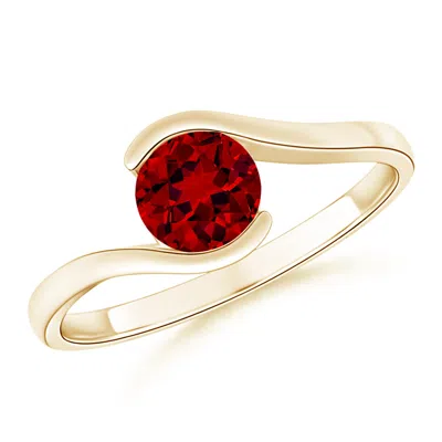 ANGARA LAB-GROWN SEMI BEZEL-SET SOLITAIRE ROUND RUBY BYPASS RING