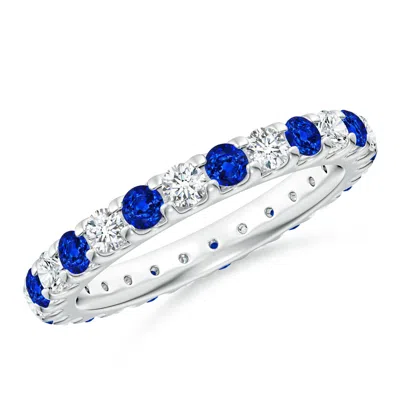 ANGARA LAB-GROWN SHARED PRONG BLUE SAPPHIRE AND LAB DIAMOND ETERNITY RING