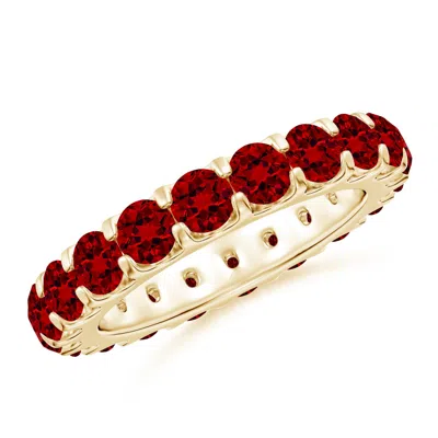 ANGARA LAB-GROWN SHARED PRONG SET ETERNITY RUBY WEDDING RING