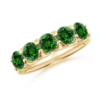ANGARA LAB-GROWN SHARED PRONG SET HALF ETERNITY EMERALD WEDDING RING