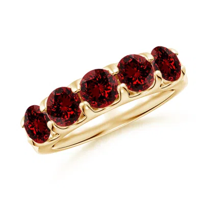 ANGARA LAB-GROWN SHARED PRONG SET HALF ETERNITY RUBY WEDDING RING